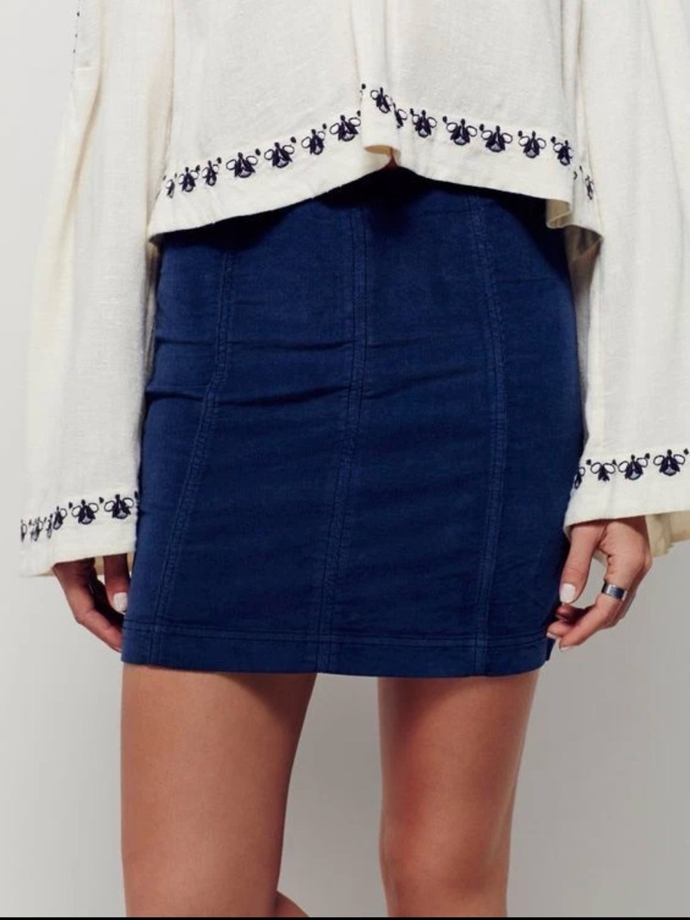 Free People Modern Femme Corduroy Mini Skirt - Dark Blue